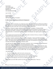 Sample letter, page one, filled in with fictional details and watermarked Sample
